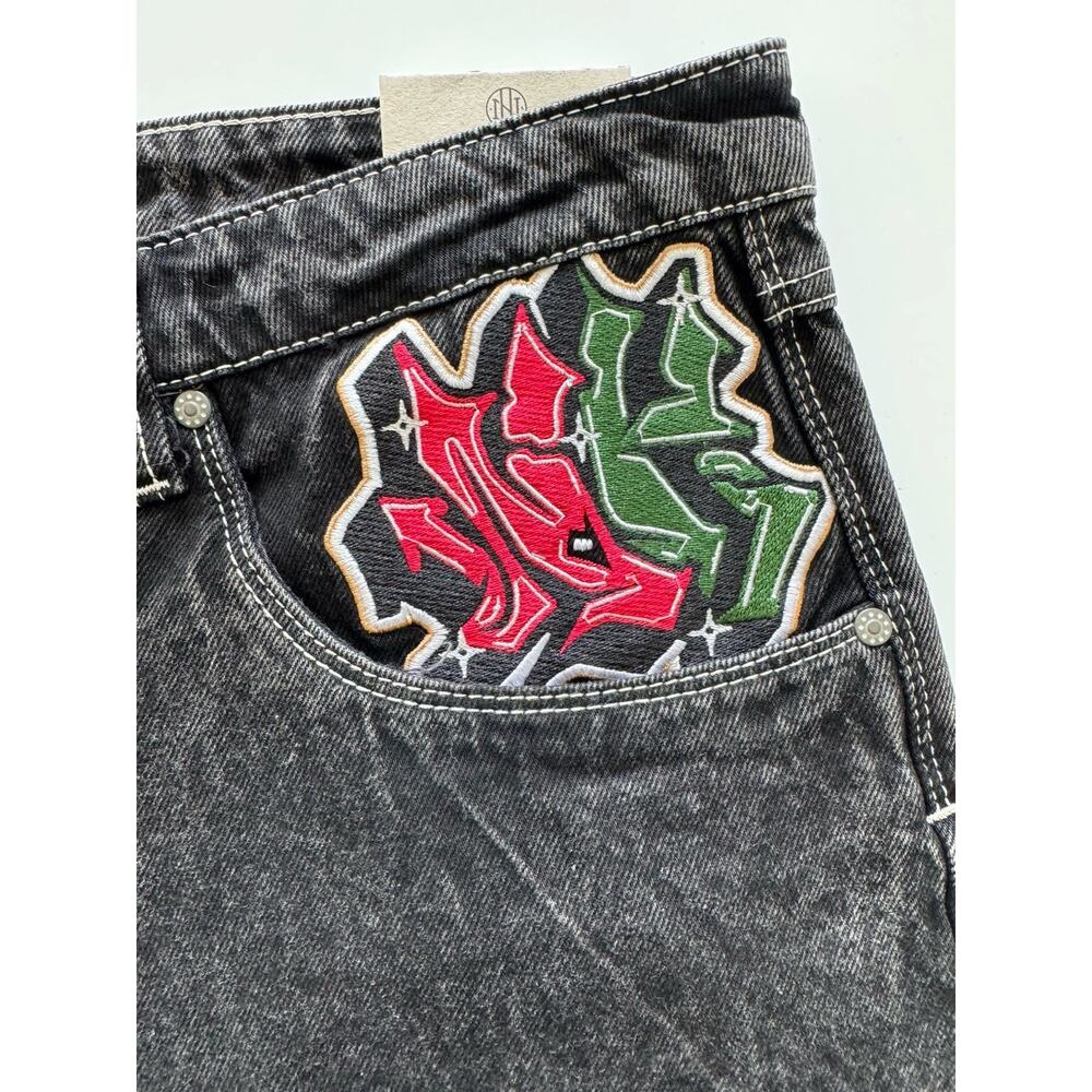 Ninth 9th Hall Ambush Jeans Embroidered Wide-Leg Baggy Skate Washed Size 40 NWT - Picture 5 of 6